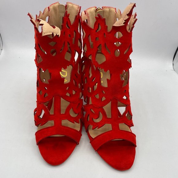 A YDN Red Block Heel Gladiators Strappy Sandal - Picture 8 of 9